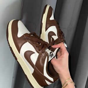 Nike Brown and White Dunk Sneakers